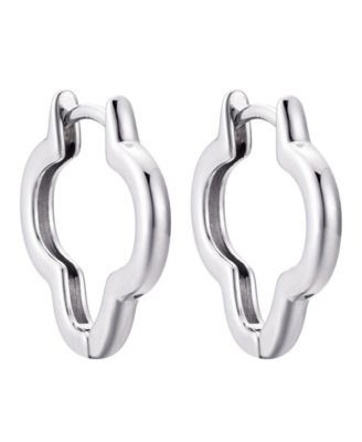 Silver Clover Hoop Earrings