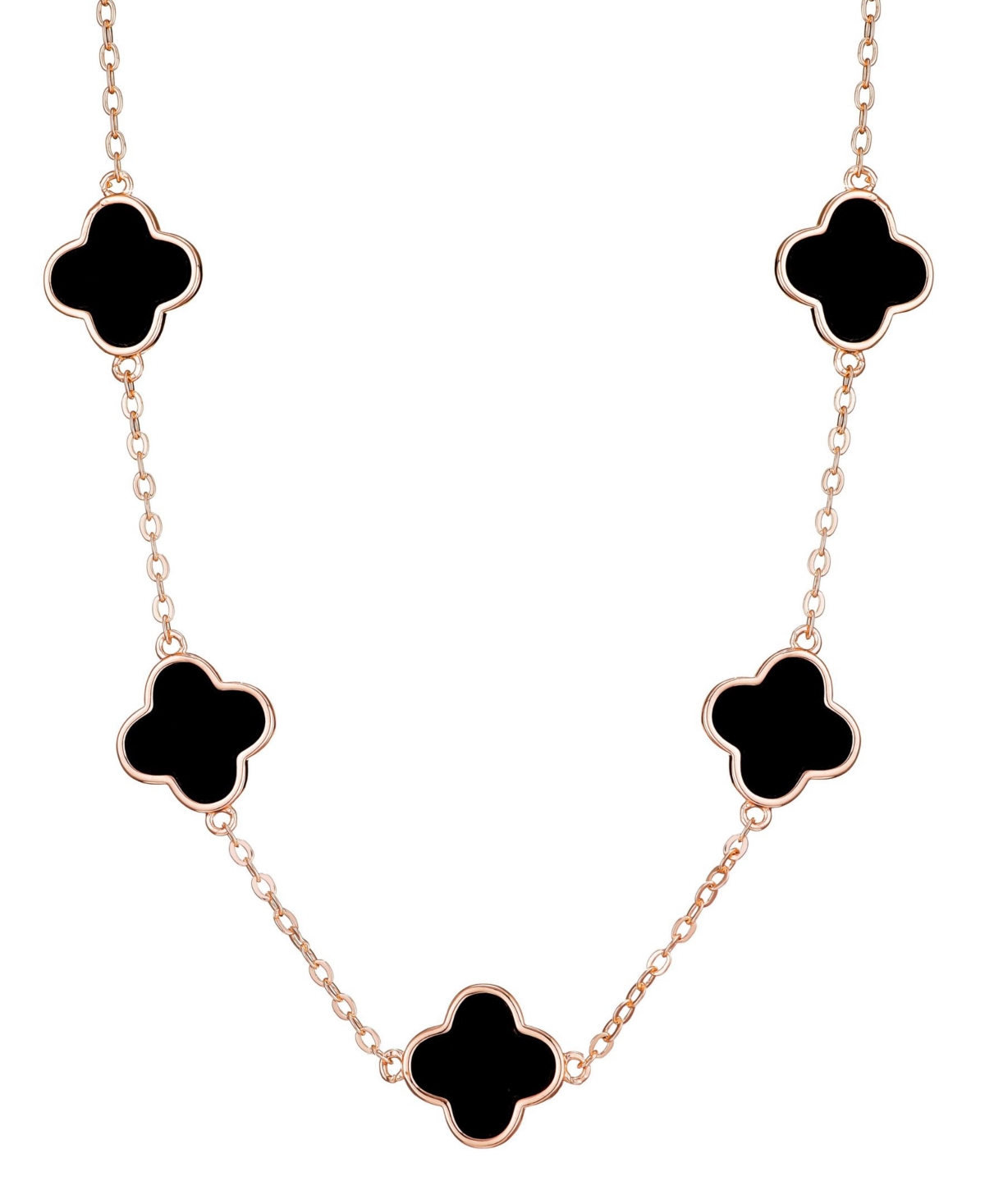 Adornia Gold Black Clover Station Necklace