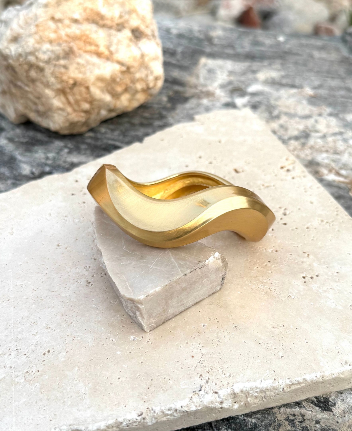 Adornia Plated Wavy Chunky Bangle Bracelet In Gold