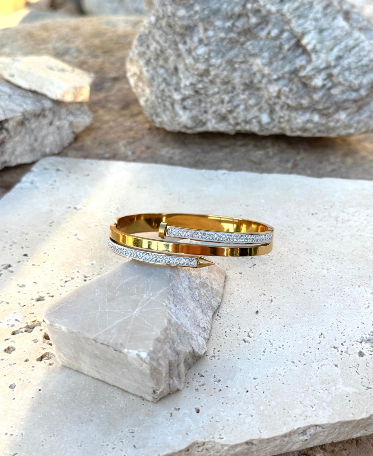 Adornia Tarnish Resistant Gold Chunky Nail Bangle