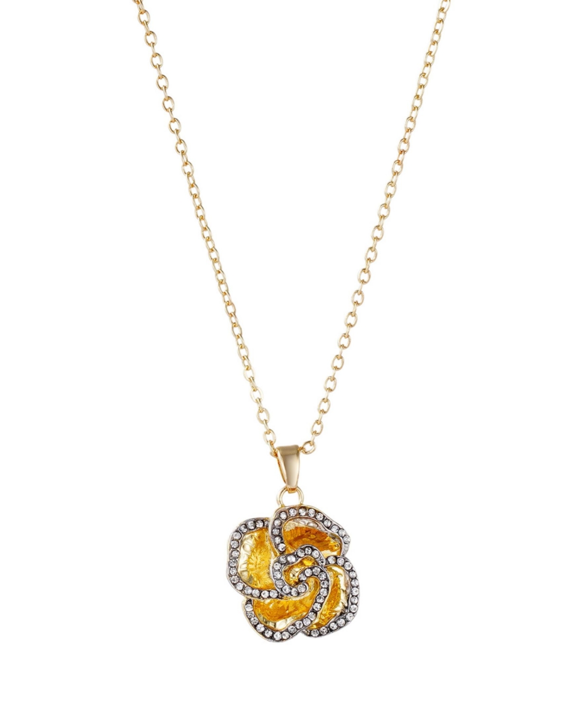 Adornia Gold Crystal Encrusted Flower Pendant Necklace In Gold