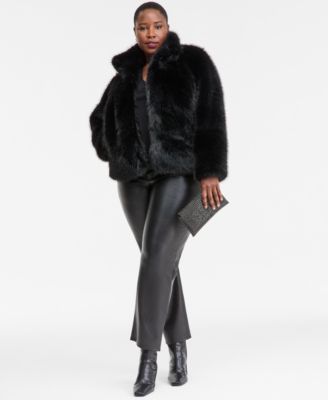 Plus Size Faux-Fur Long-Sleeve Coat, Macy's Exclusive 