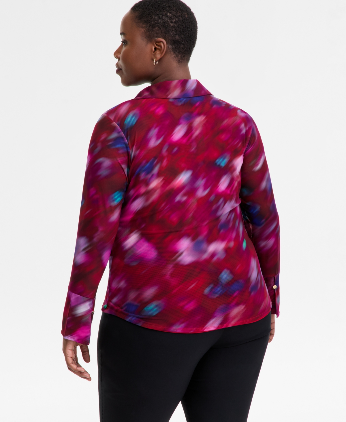 I.n.c. International Concepts Plus Printed Collared Top, Macy's Exclusive