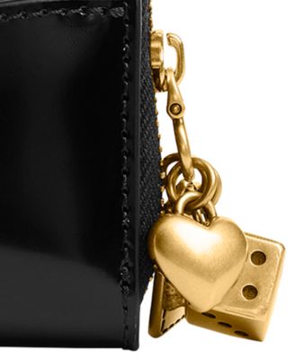 Essential Small Spazzolato Leather Zip Around Card Case with Charm