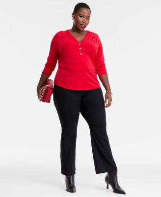 Plus Size V-Neck Long-Sleeve Top, Macy's Exclusive 