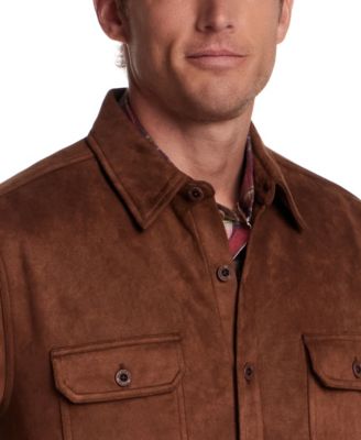 Men's Button Front Faux Suede Overshirt