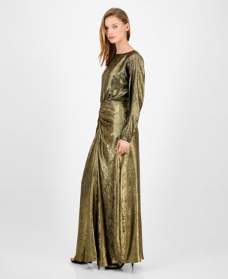 Women's Metallic Satin Maxi Dress