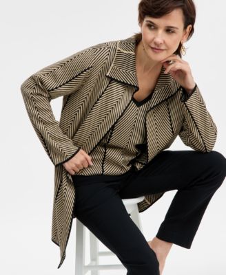 Petite Long-Sleeve Herringbone Cardigan, Macy's Exclusive