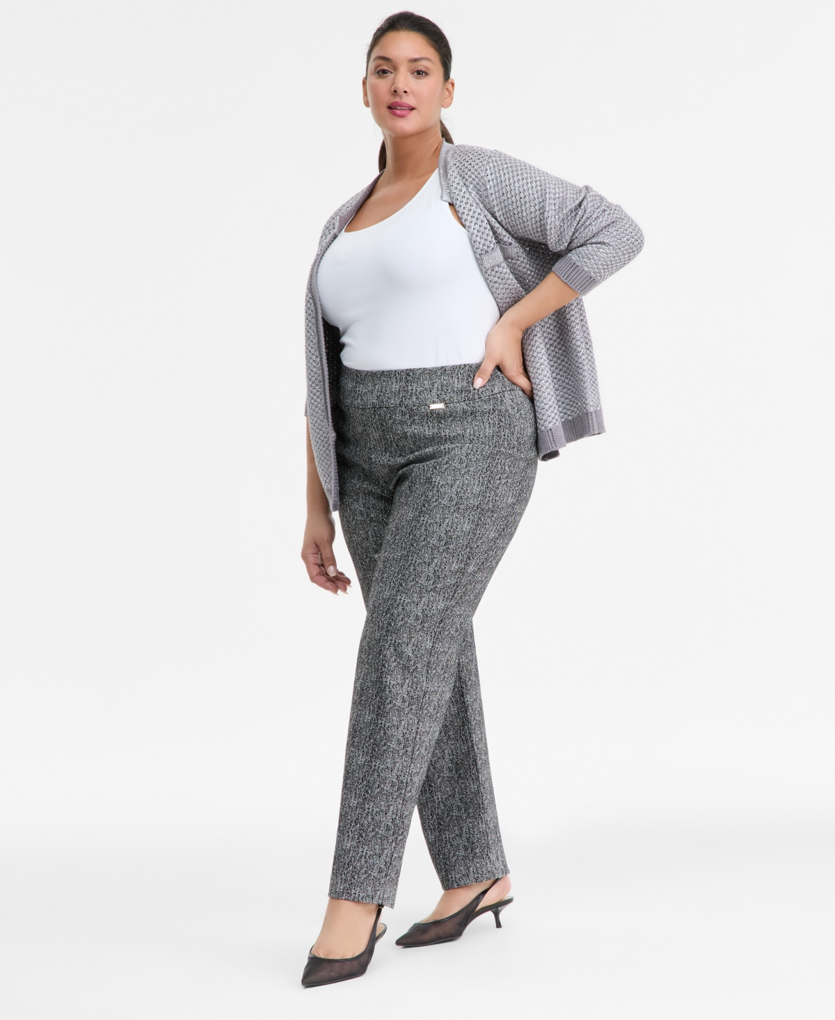 I.n.c. International Concepts Plus Mid-Rise Jacquard Pants, Macy's Exclusive