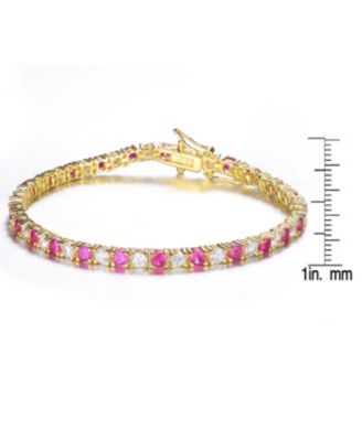 Sterling Silver with Colored Cubic Zirconia Tennis Bracelet For Women