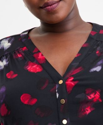 Plus Size V-Neck Long-Sleeve Top