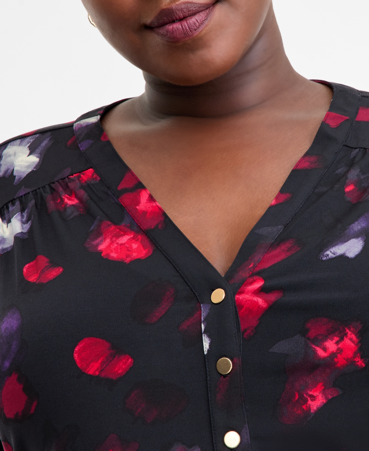 I.n.c. International Concepts Plus Printed Long-Sleeve Top, Macy's Exclusive