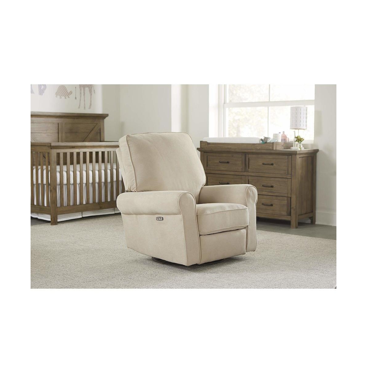 Westwood Design Savannah Wood Fabric Power-usb Glider Recliner in Ivory