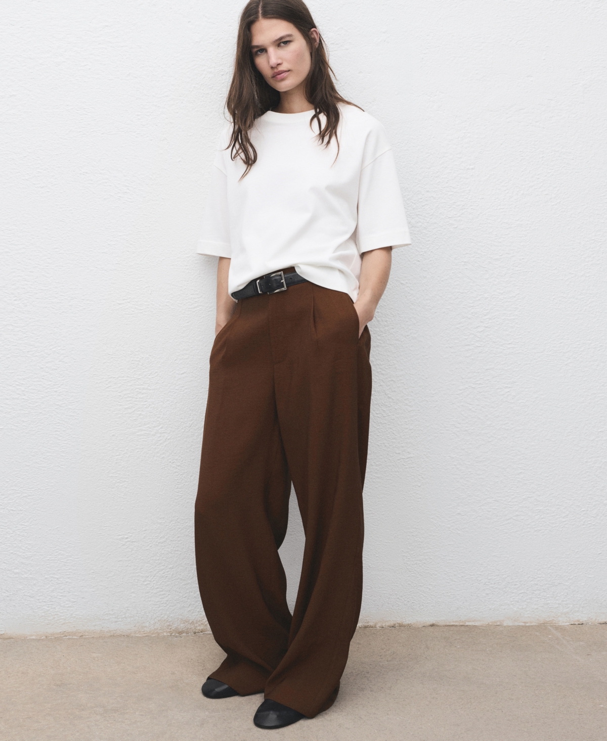 Mango Women's Straight-fit Pleated Pants In Brown