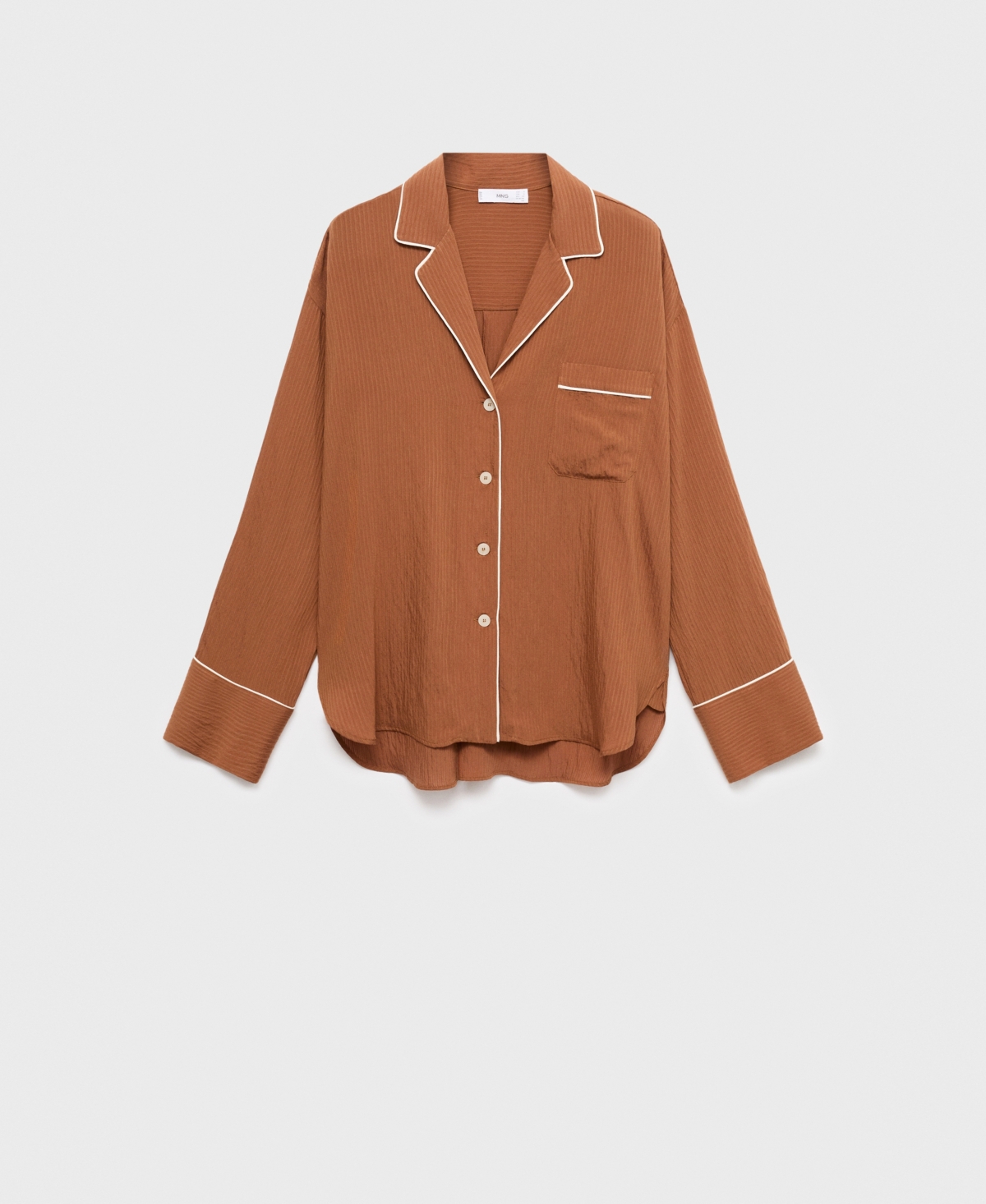 Mango Women's Contrasting Trim Textured Shirt In Brown