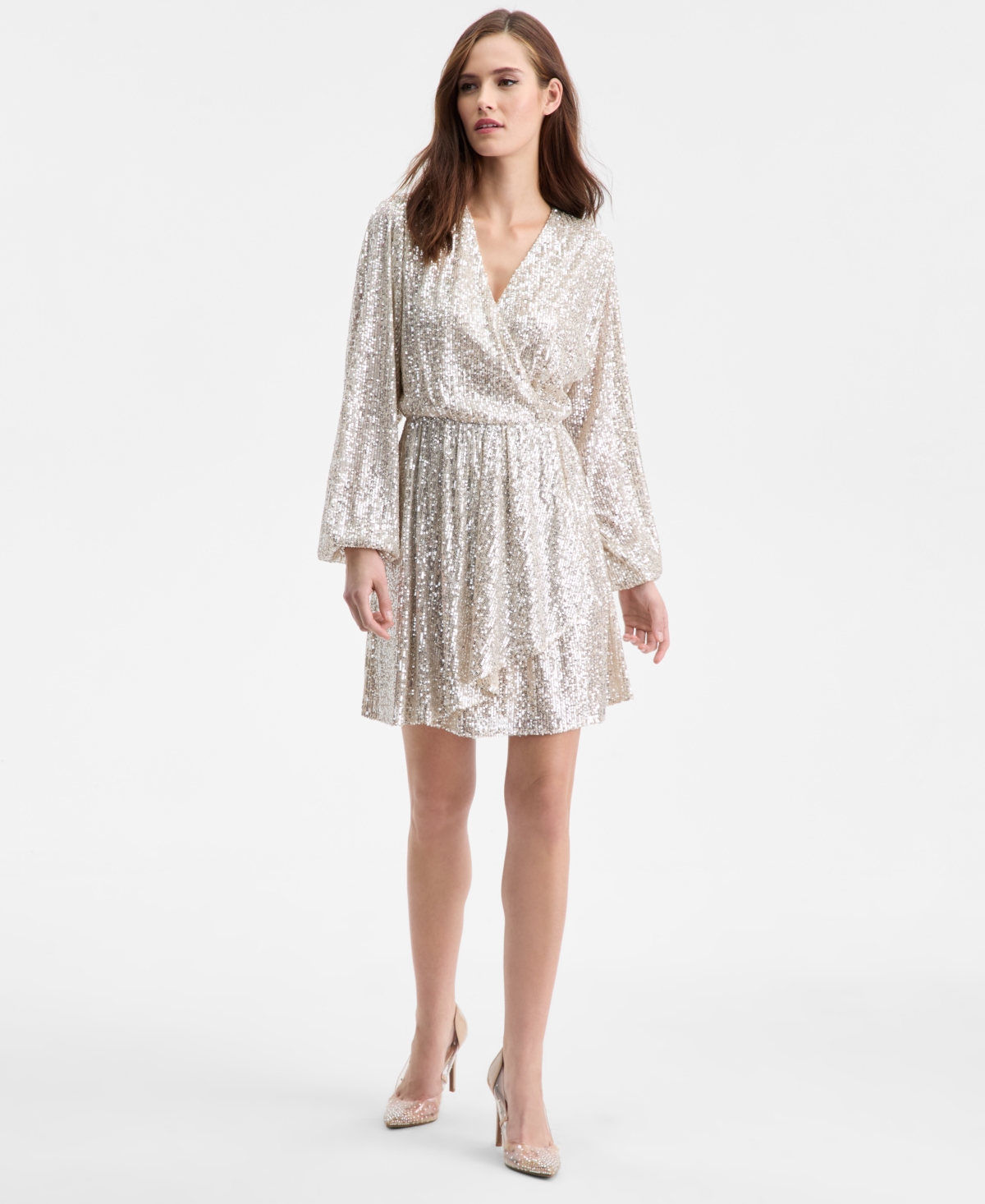 Boss Orange Women's Sequin Blouson-Sleeve Dress