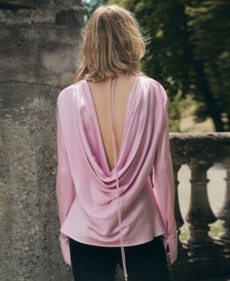 Women's Draped Back Satin Blouse