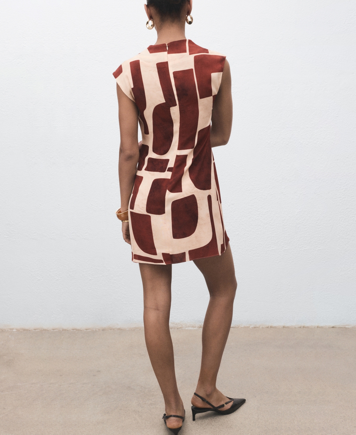 Mango Women's Draped Neck Printed Dress