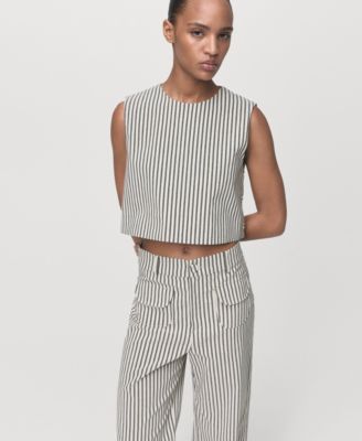 Women's Pockets Striped Pants