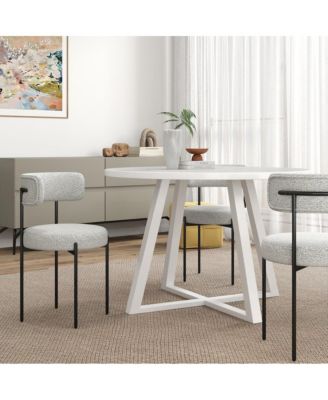 Durban 5-Pc Round Dining Set, Trestle Dining Table with 4 Boucle Chairs