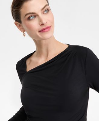 Women's Asymmetrical-Neck Long-Sleeve Top, Macy's Exclusive