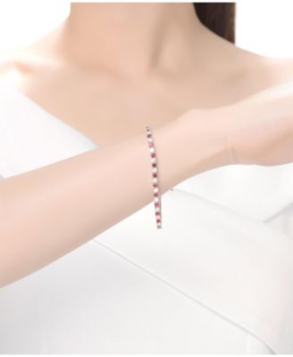 Sterling Silver with Colored Cubic Zirconia Tennis Bracelet For Women