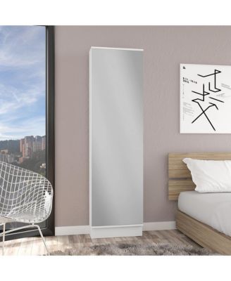 17.2'' Particle Board Charlotte Xl Shoe Rack, Five Interior Shelves, Mirror, Single Door Cabinet