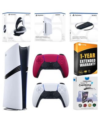 PlayStation 5 Pro Digital Bundle with Disc Drive, Extra Controller, Pulse Elite Wireless Gaming Headset, Vertical Stand, MightySkins Voucher and