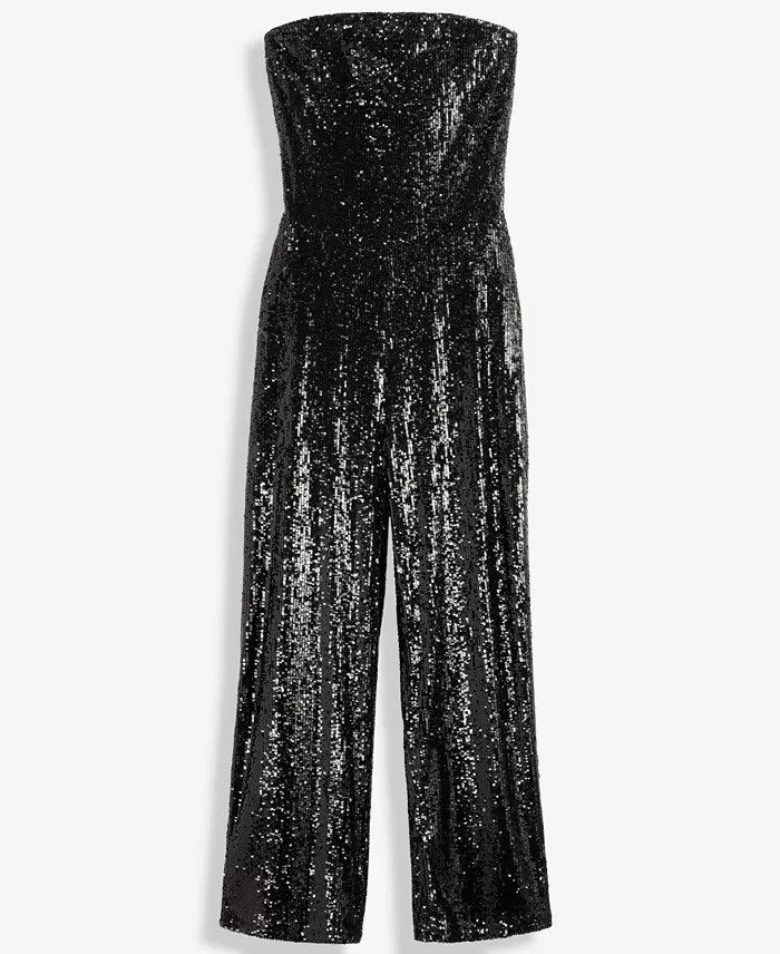 Women's Sequin Strapless Jumpsuit - thumbnail 6