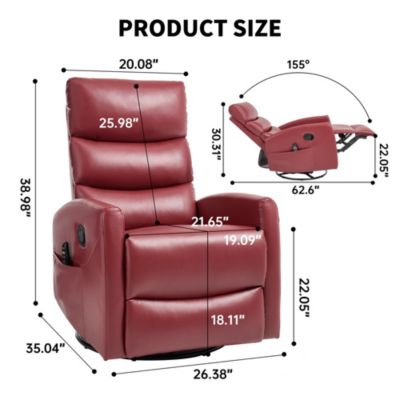 Heat Massage Manual Recliner Chair with Rocker and Swivel for Living Room
