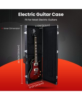 Universal Rectangular Electric Guitar Hard Case w/ Folding Guitar Floor Stand