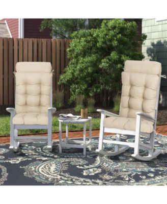 Tufted Rocking Chair Cushion, High Back Chair Cushion with Waterproof and Fade-Resistant, Set of 2
