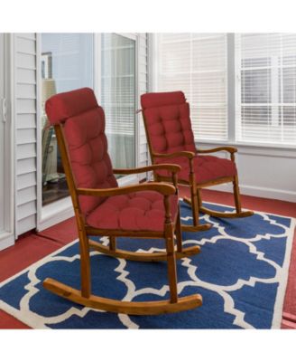 Tufted Rocking Chair Cushion, High Back Chair Cushion with Waterproof and Fade-Resistant, Set of 2