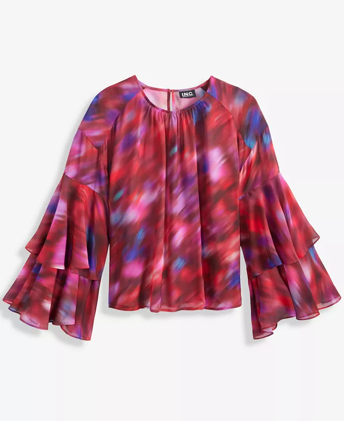 Women's Printed Ruffled Top - thumbnail 6