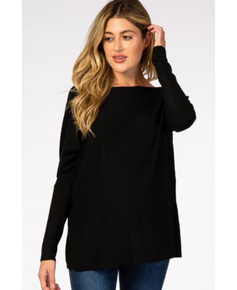 Женский свитер Pinkblush Soft Knit Boatneck Dolman Sleeve, цвет: Чёрный