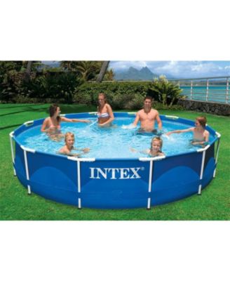 12ft x 30in Metal Frame Above Ground Round Family Swimming Pool Set & Pump