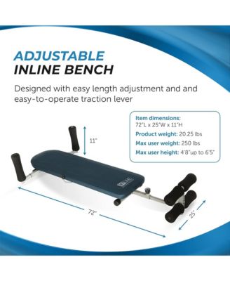 InLine Traction System Joints and Back Stretch Bench, Blue Gray