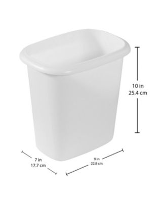 6 Quart Bedroom, Bathroom, and Office Wastebasket Trash Can, White