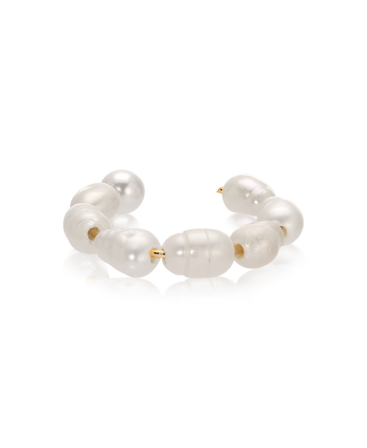 Ettika Cultivated Pearl Drama Gold Cuff Earrings Set In Gold