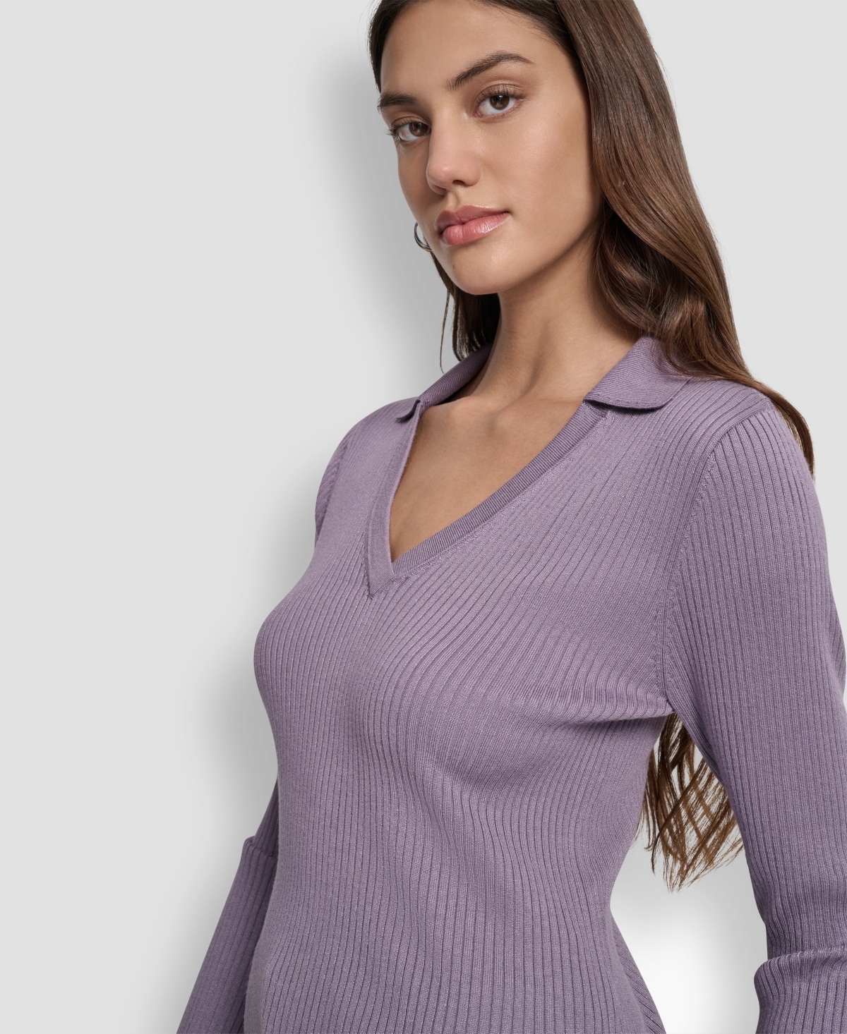 Dkny Jeans Women's Ribbed Long Sleeve Sweater In Purple