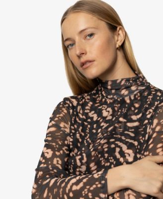 Women's Long Sleeve Mesh Mock Shirt