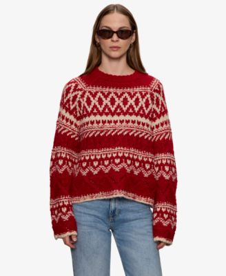 Women's Fair-Isle Crewneck Dropped-Shoulder Sweater