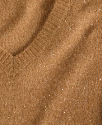 Women's Roving Sequin V-Neck Sweater, Macy's Exclusive