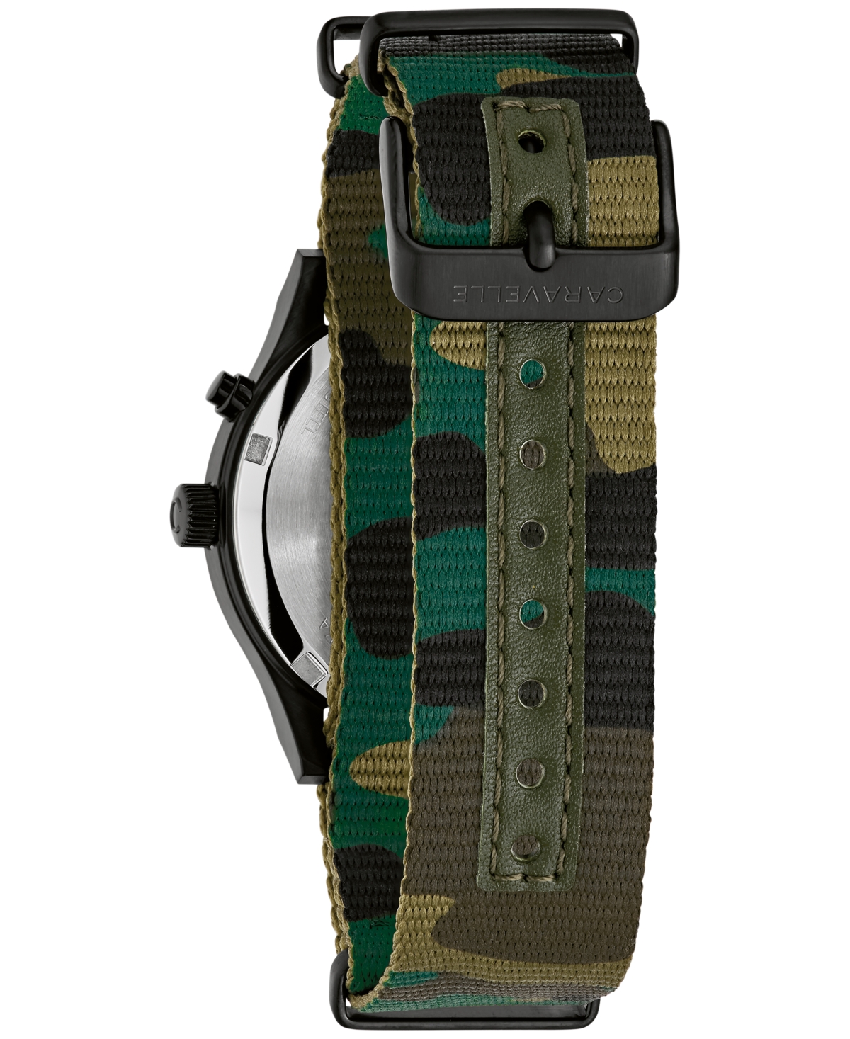 Caravelle Men's Vintage Casual Lite Up Camouflage Nylon Strap Watch, 39mm In Green