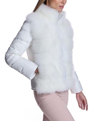 Women's Cashmere Goat Trimmed Puffer Jacket