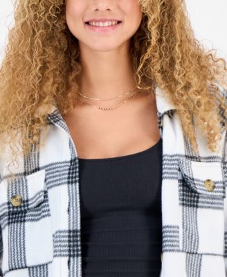 Juniors' Plaid Chest-Pocket Shacket