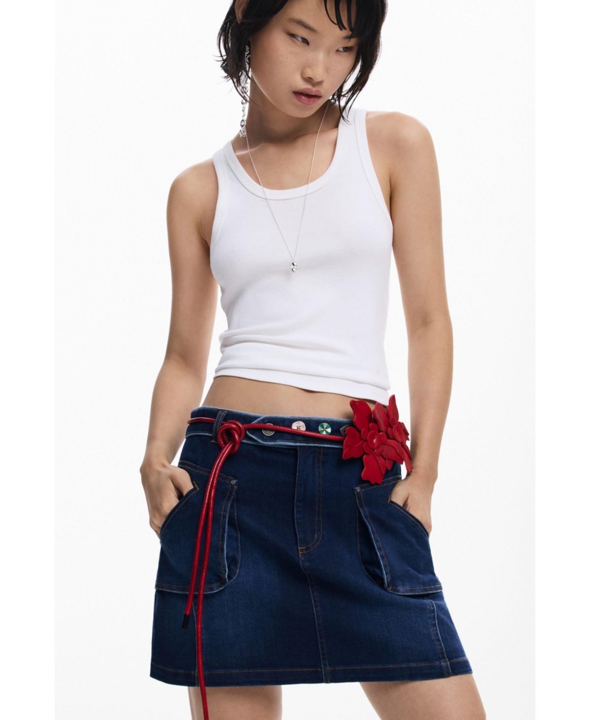 Desigual Women's Short denim skirt with belt