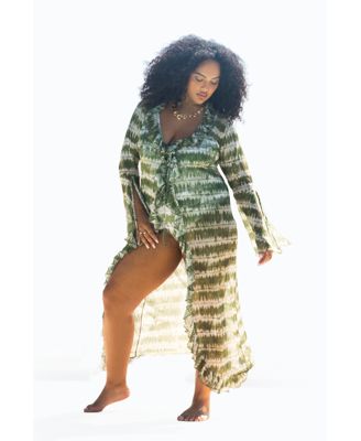 Women's Curve Tie Dye Ruffle Resort Kaftan