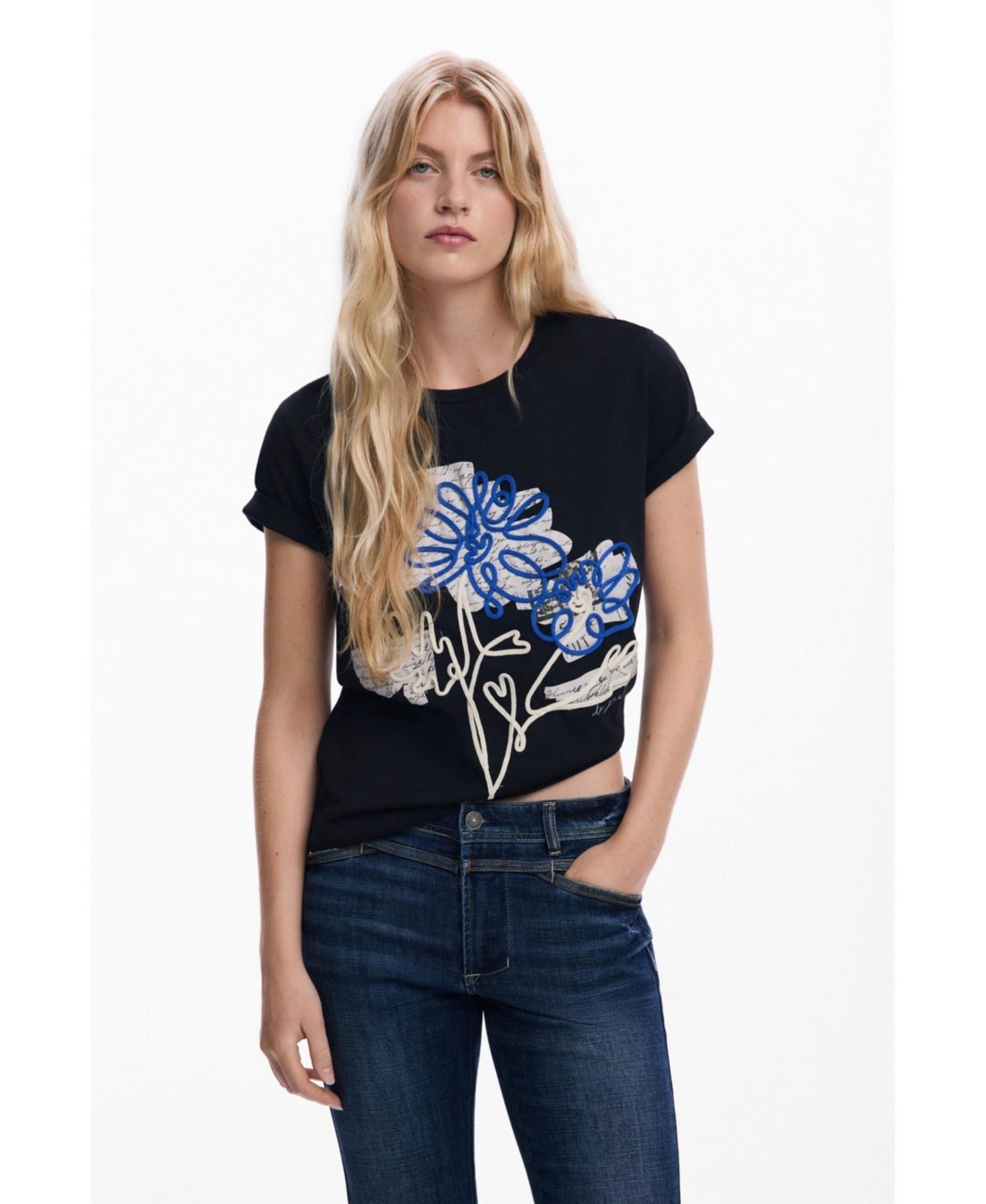 Desigual Women's Floral lace T-shirt