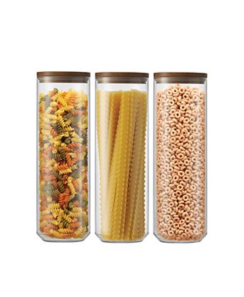 Holden Stackable Glass Storage Canister with Wood Lids, Set of 3